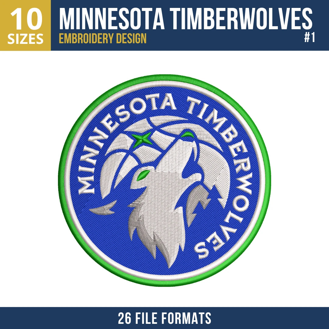 Minnesota Timberwolves Embroidery Design Bundle | 7 NBA Logo Files
