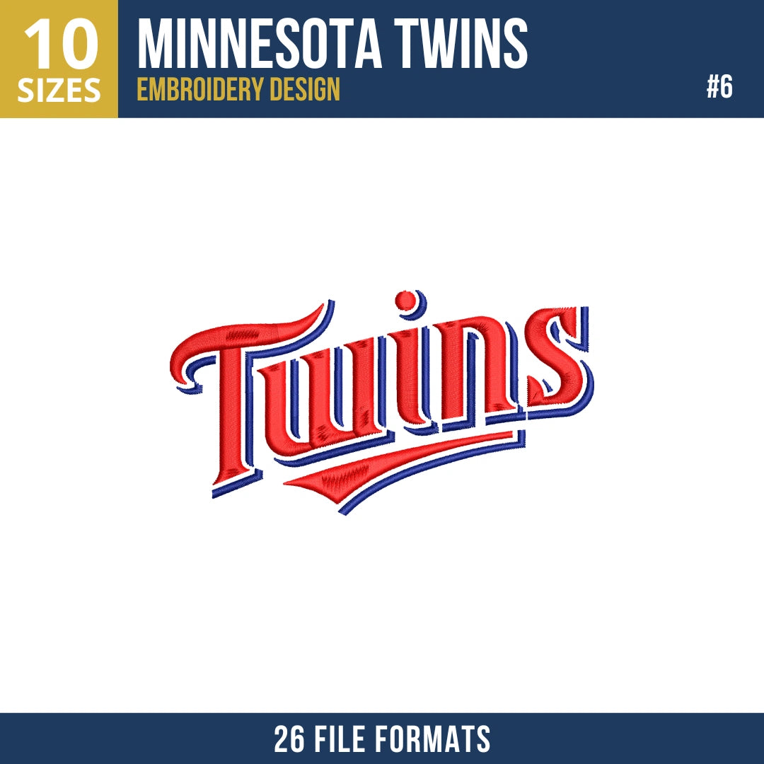 Minnesota Twins Embroidery Bundle – 8 Designs, 26 Formats