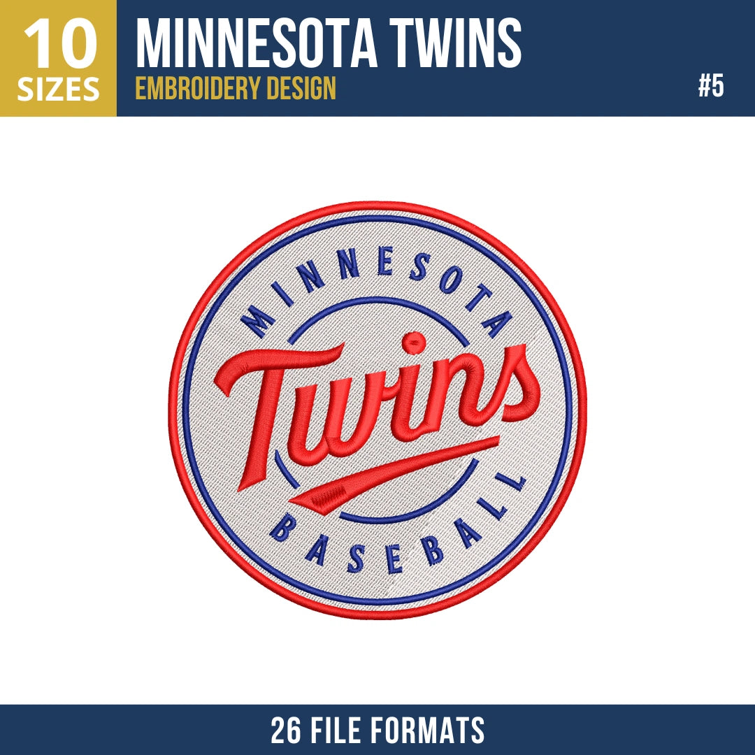 Minnesota Twins Embroidery Bundle – 8 Designs, 26 Formats
