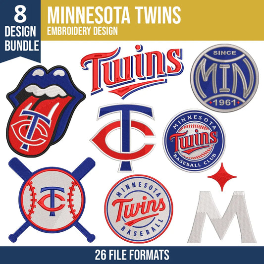 Minnesota Twins Embroidery Bundle – 8 Designs, 26 Formats