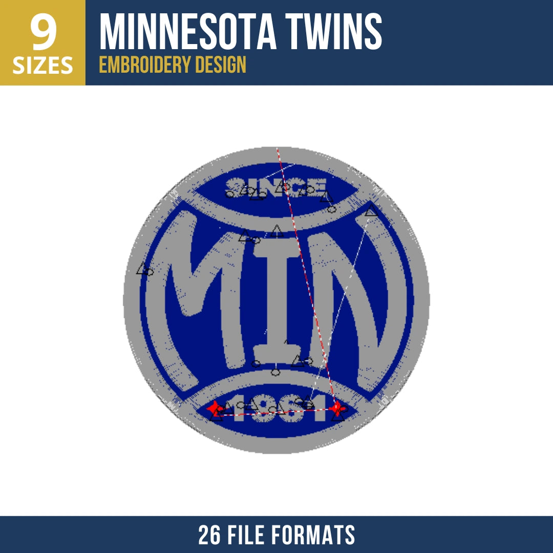 Minnesota Twins Heritage MIN Badge Embroidery Design