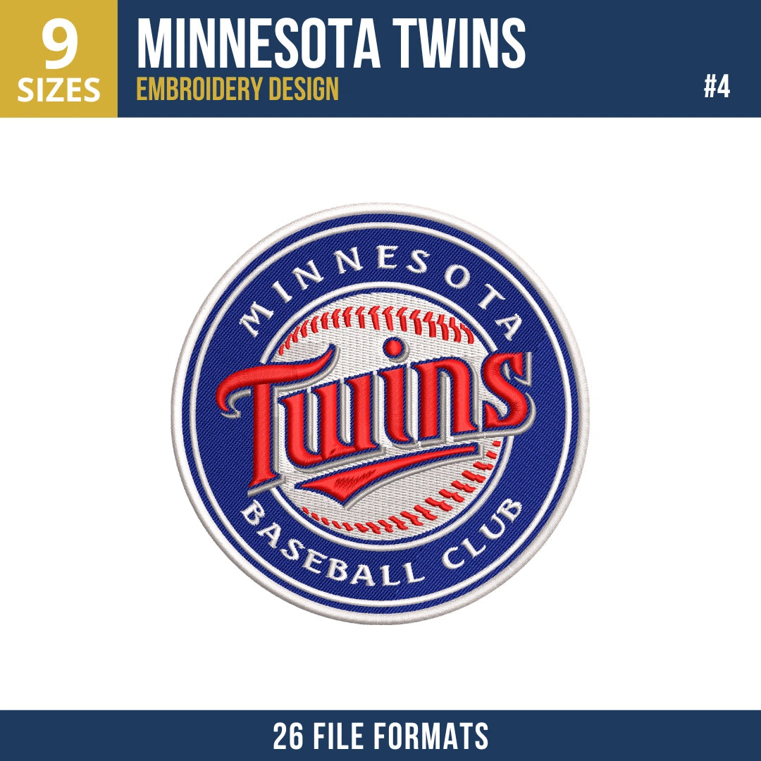 Minnesota Twins Embroidery Bundle – 8 Designs, 26 Formats