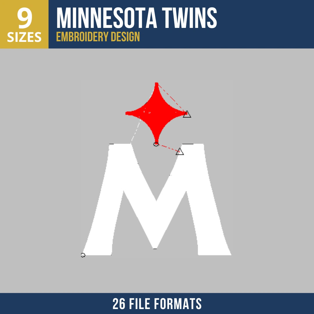 Minnesota Twins M-with-Star Embroidery Design