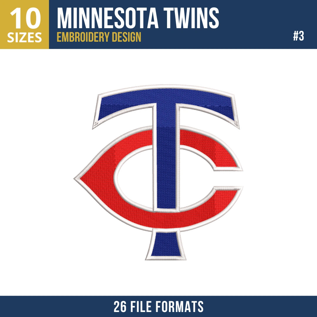 Minnesota Twins Embroidery Bundle – 8 Designs, 26 Formats