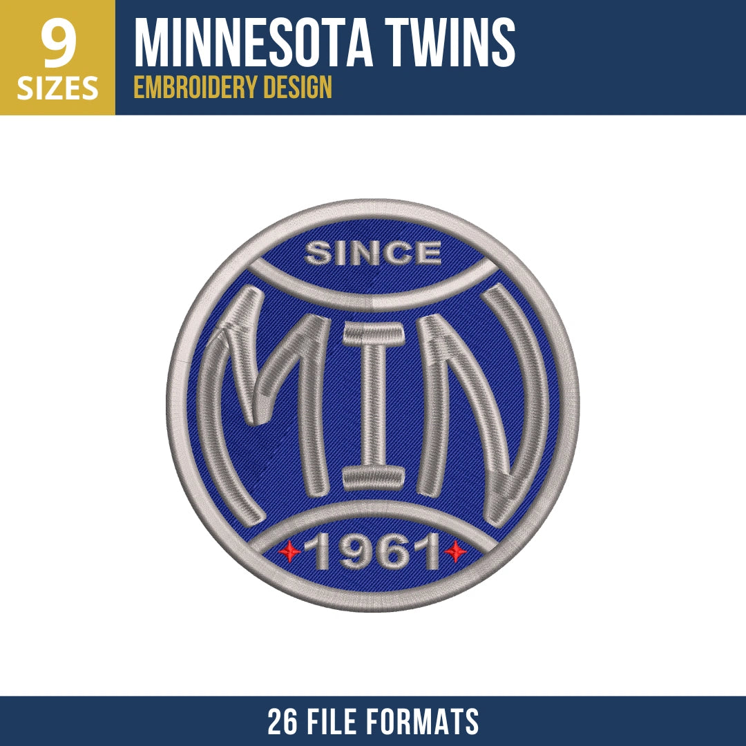 Minnesota Twins Heritage MIN Badge Embroidery Design