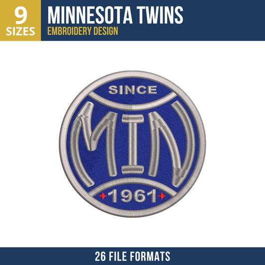 Minnesota Twins Heritage MIN Badge Embroidery Design
