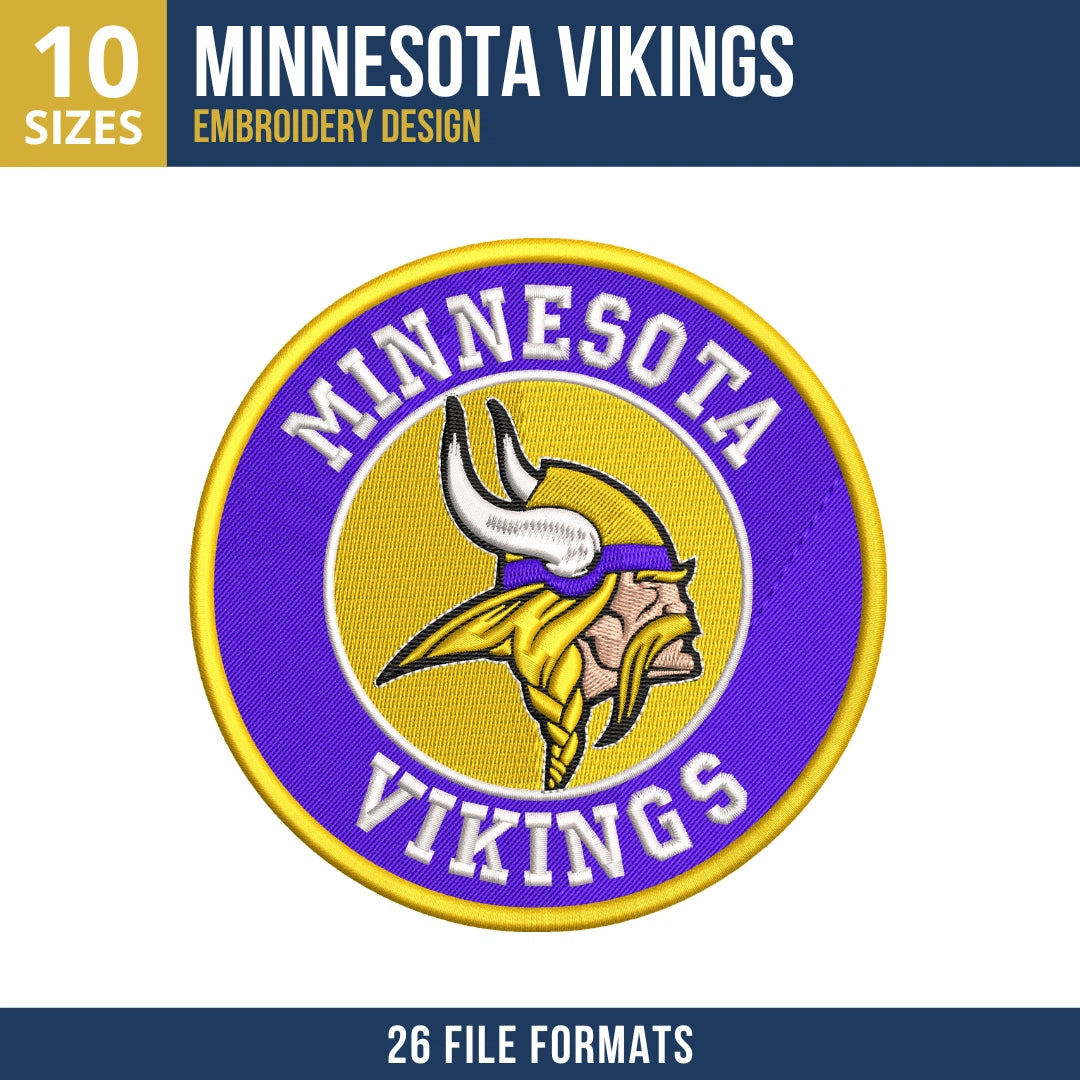 Minnesota Vikings Circular Badge Embroidery Design