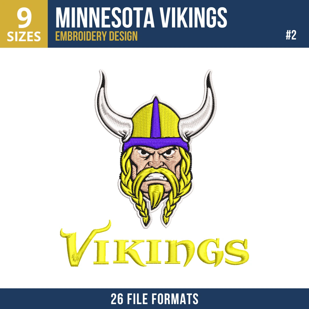 Minnesota Vikings Embroidery Bundle – 7 Designs