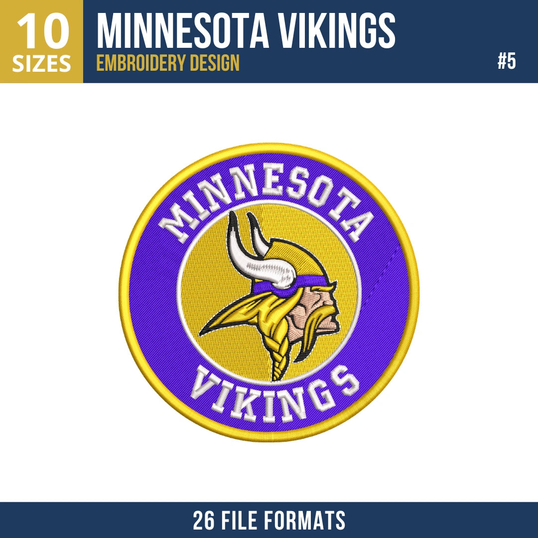 Minnesota Vikings Embroidery Bundle – 7 Designs