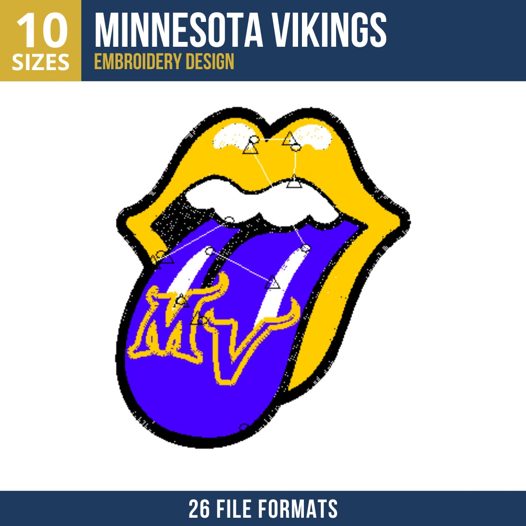 Minnesota Vikings Rolling Tongue Embroidery Design