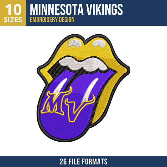 Minnesota Vikings Rolling Tongue Embroidery Design
