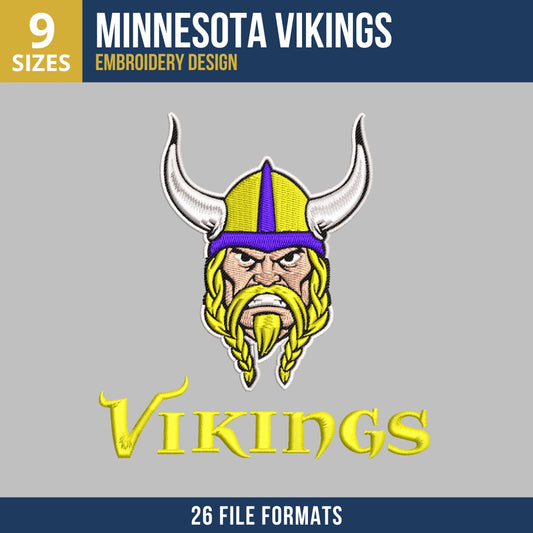 Minnesota Vikings Full-Face Warrior Embroidery Design