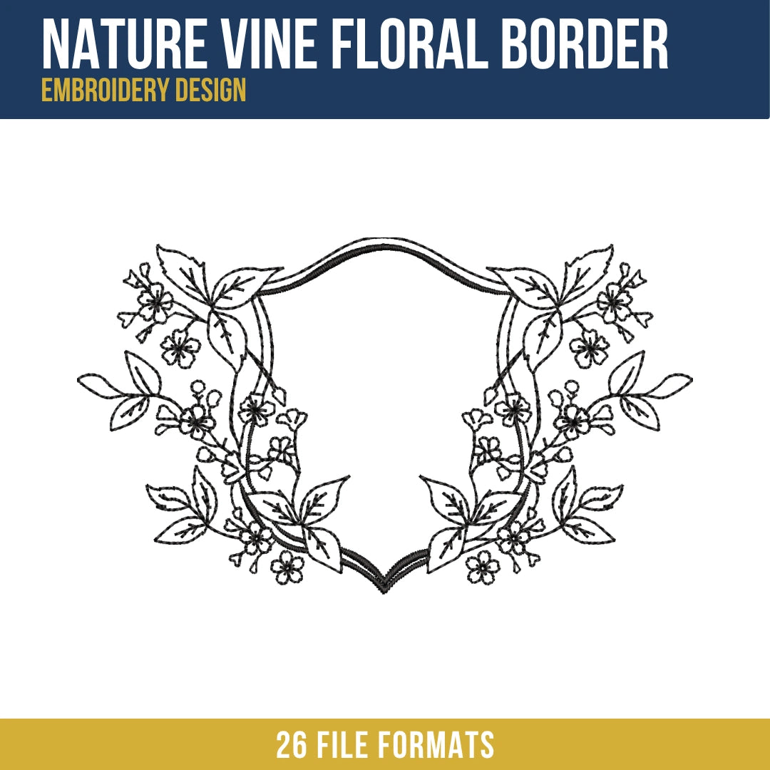 Nature Vine Floral Border Embroidery Design