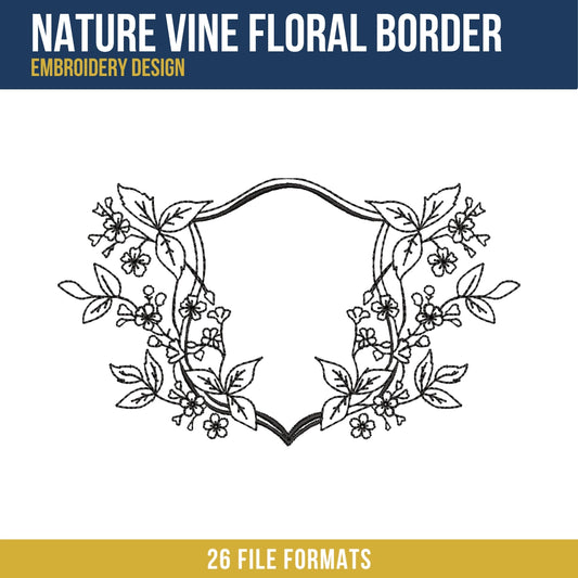 Nature Vine Floral Border Embroidery Design