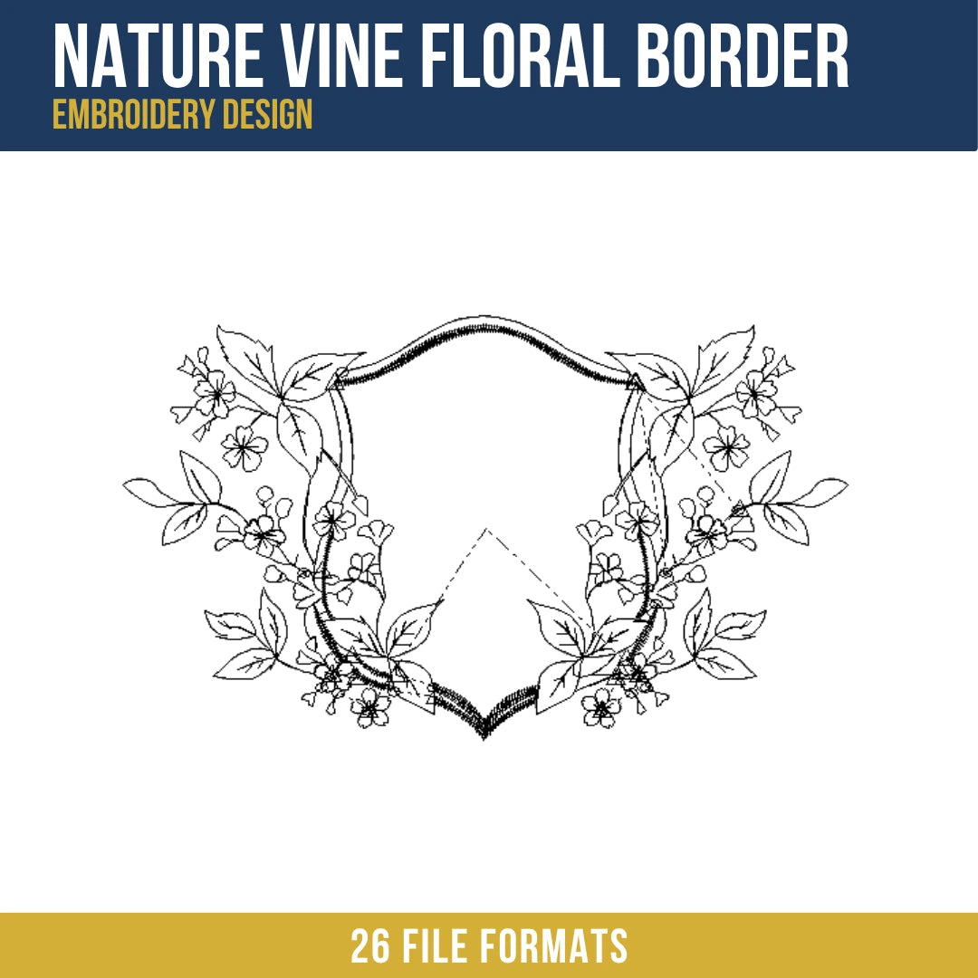 Nature Vine Floral Border Embroidery Design
