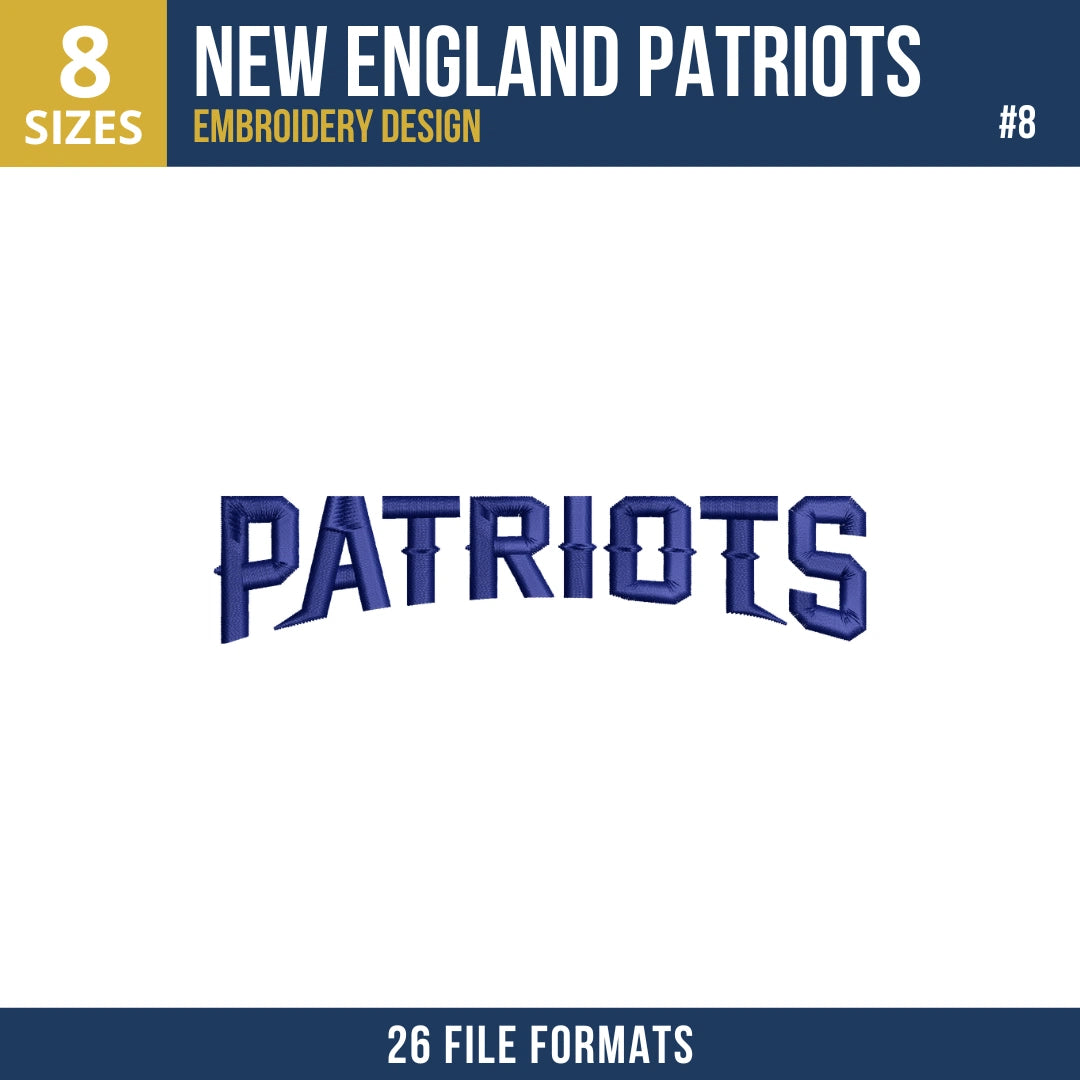 New England Patriots Embroidery Bundle – 9 Designs, 26 Formats