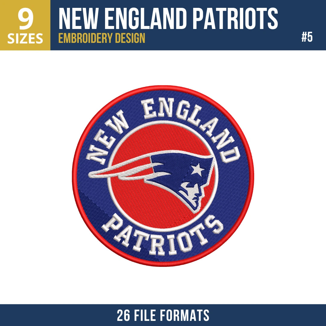 New England Patriots Embroidery Bundle – 9 Designs, 26 Formats