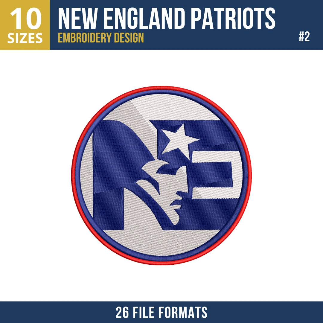 New England Patriots Embroidery Bundle – 9 Designs, 26 Formats