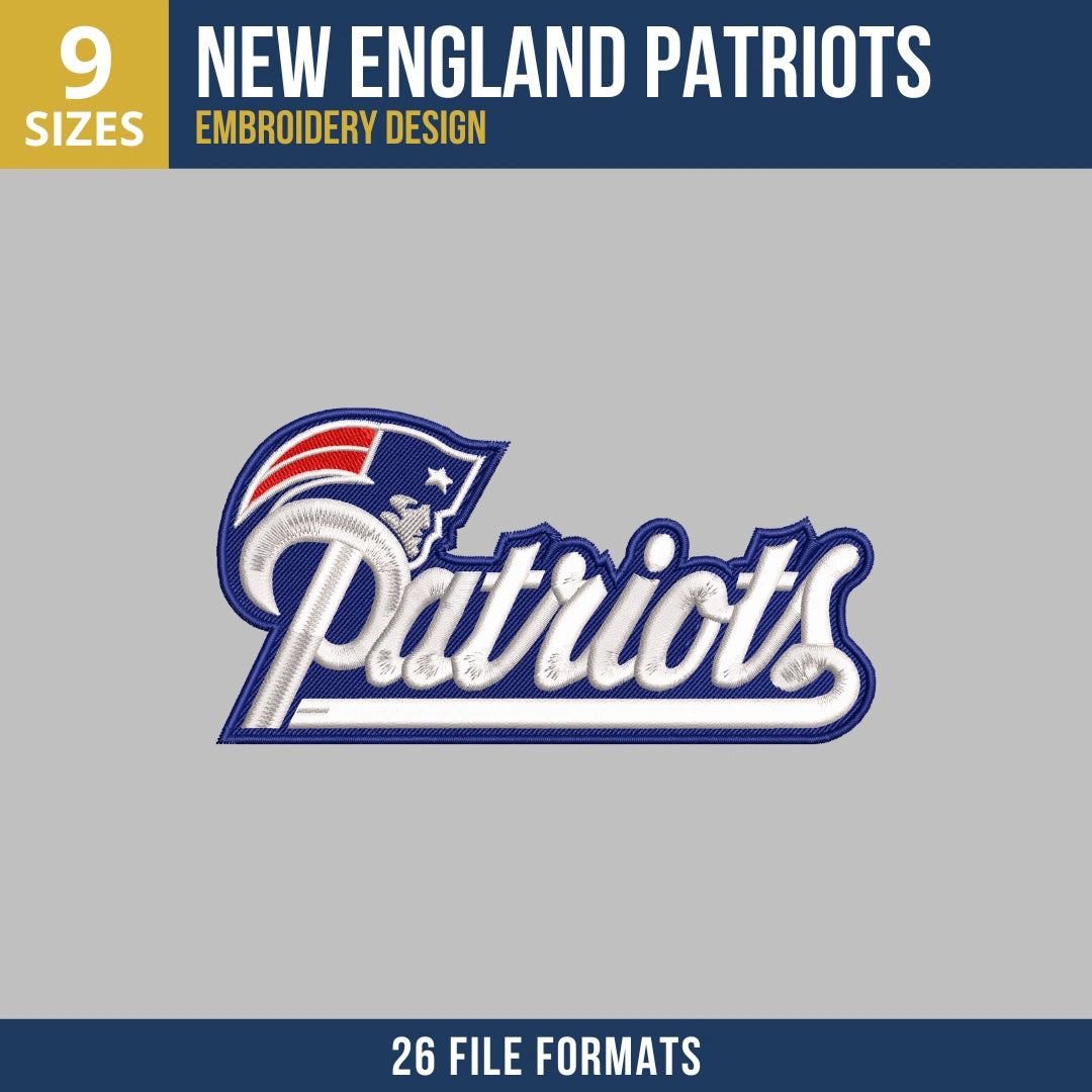 New England Patriots Script Wordmark Embroidery Design