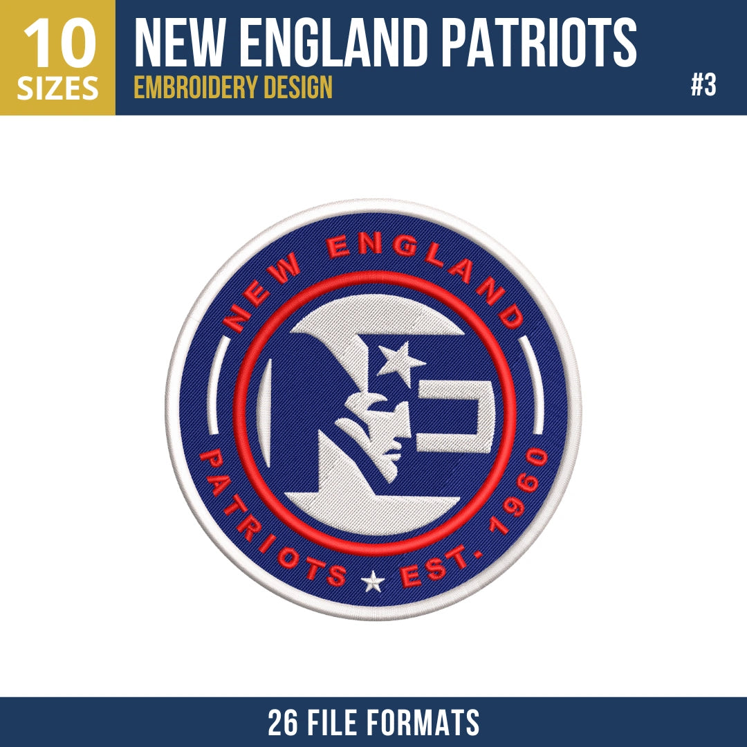 New England Patriots Embroidery Bundle – 9 Designs, 26 Formats