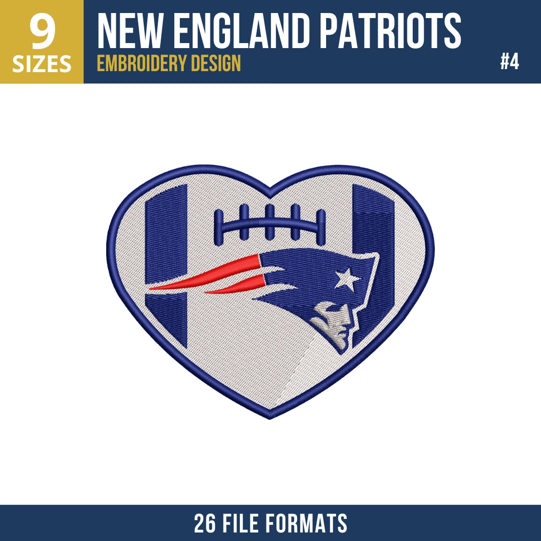 New England Patriots Embroidery Bundle – 9 Designs, 26 Formats