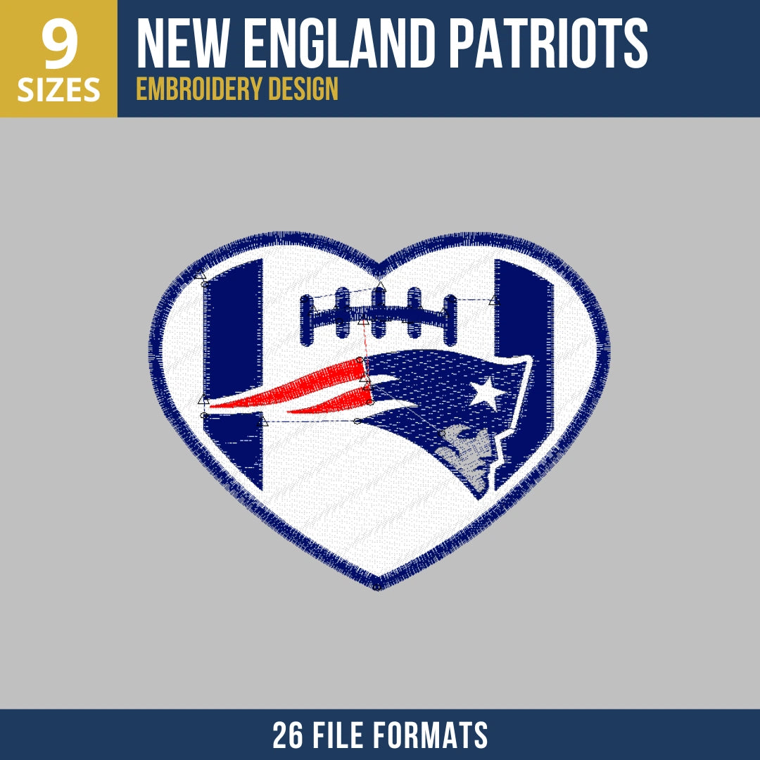 New England Patriots Heart Embroidery Design