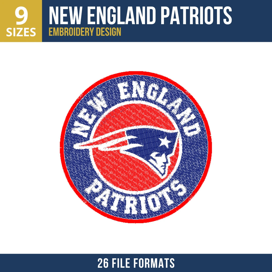 New England Patriots Circular Badge Embroidery Design