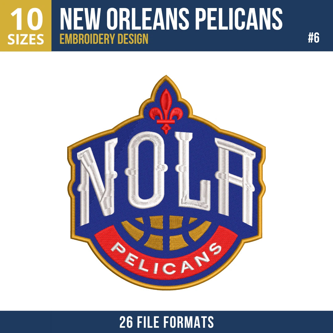 New Orleans Pelicans Embroidery Bundle | 10 Designs