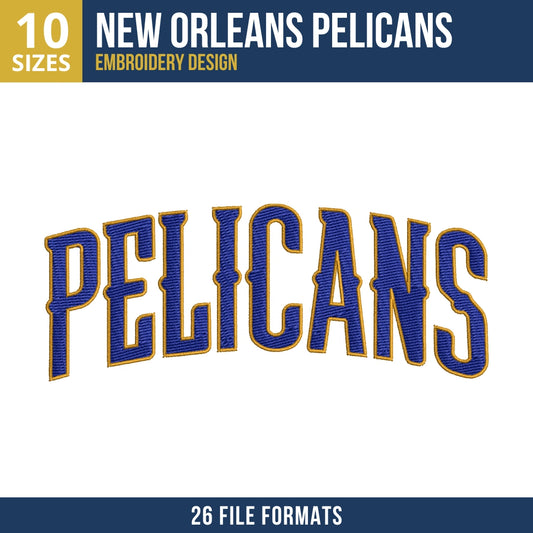 New Orleans Pelicans Arched Wordmark Embroidery Design