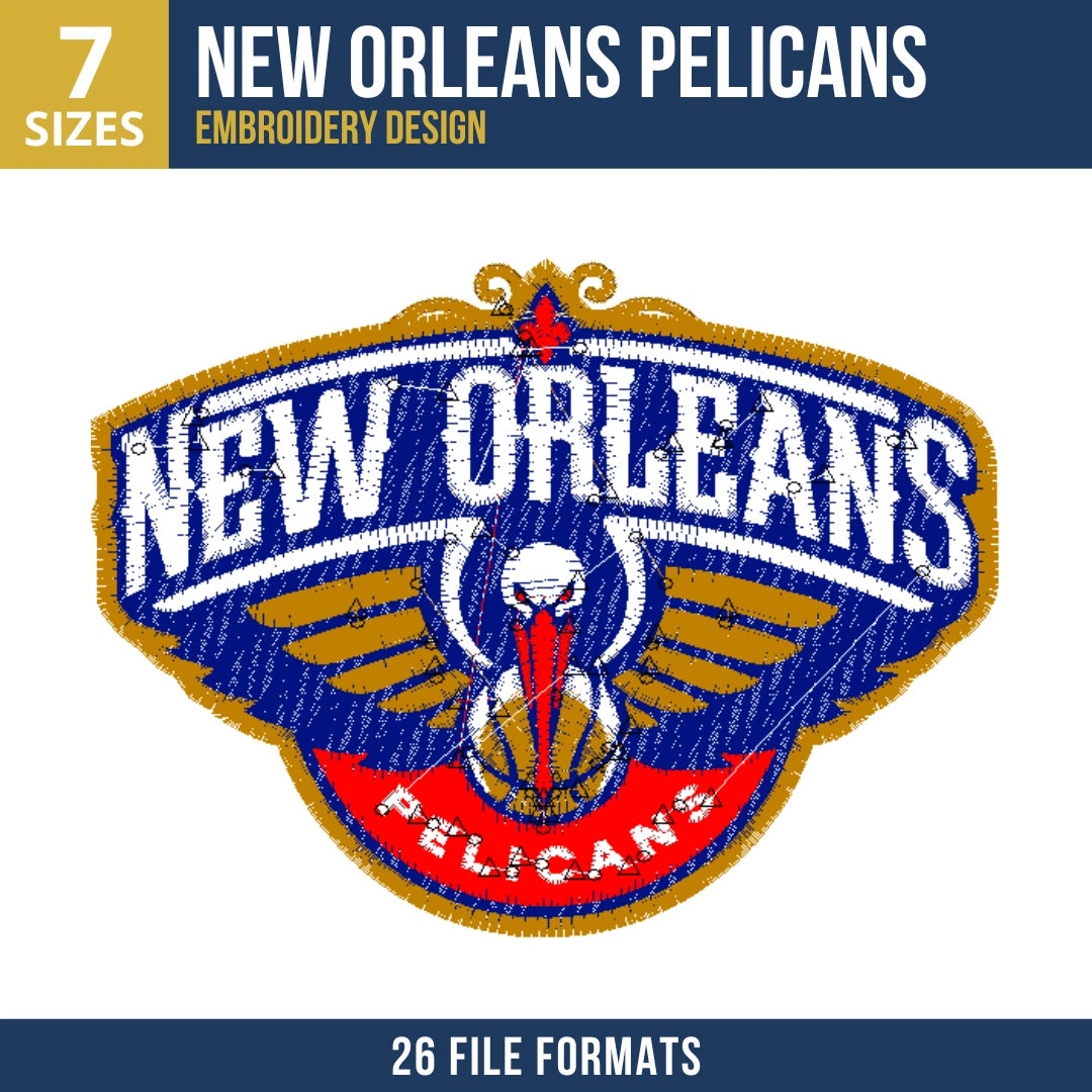 New Orleans Pelicans Primary Shield Embroidery Design