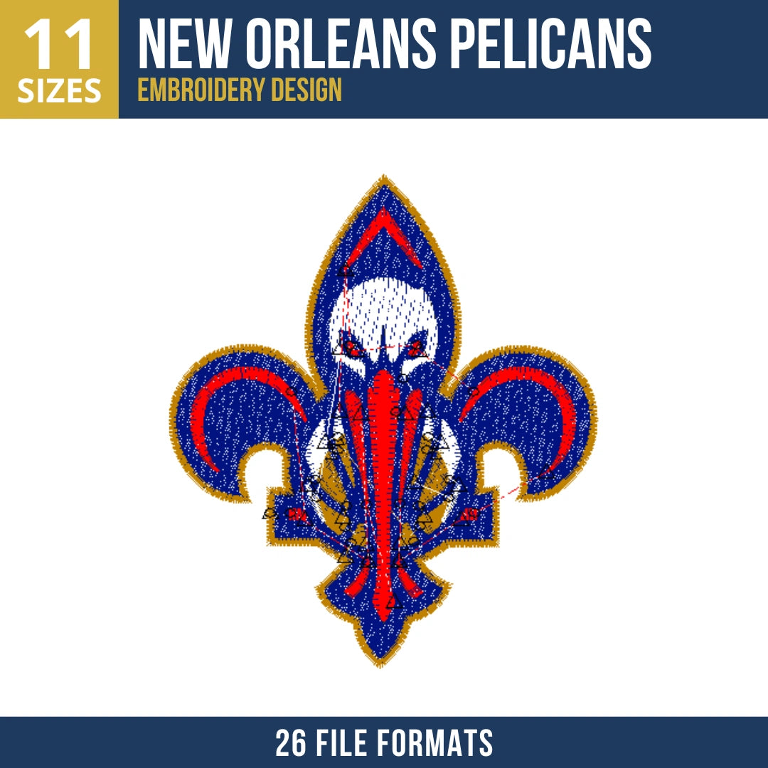 New Orleans Pelicans Fleur-de-lis Embroidery Design