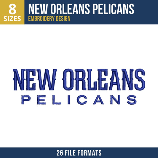New Orleans Pelicans Stacked Wordmark Embroidery Design