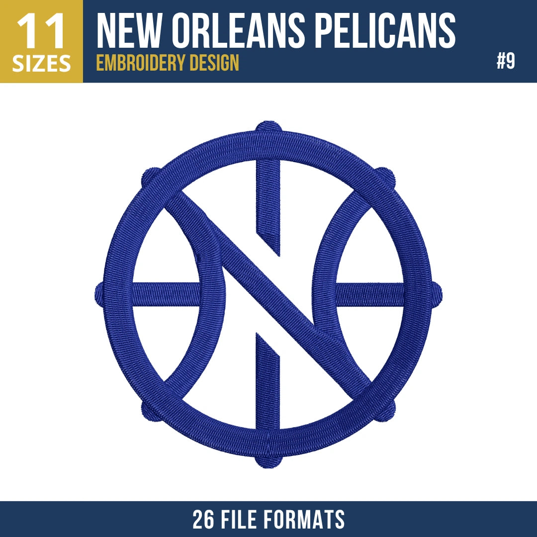 New Orleans Pelicans Embroidery Bundle | 10 Designs