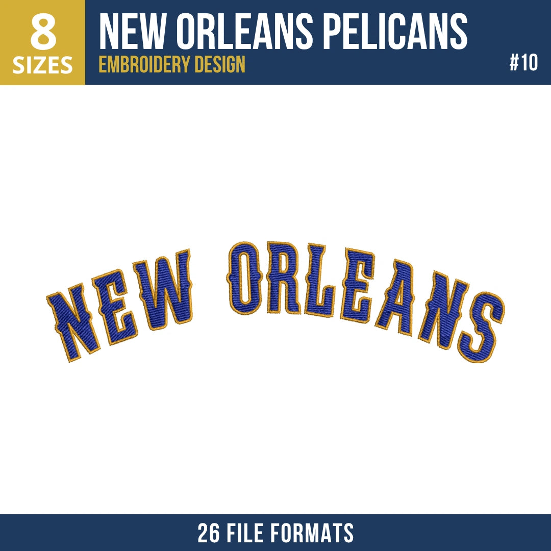 New Orleans Pelicans Embroidery Bundle | 10 Designs