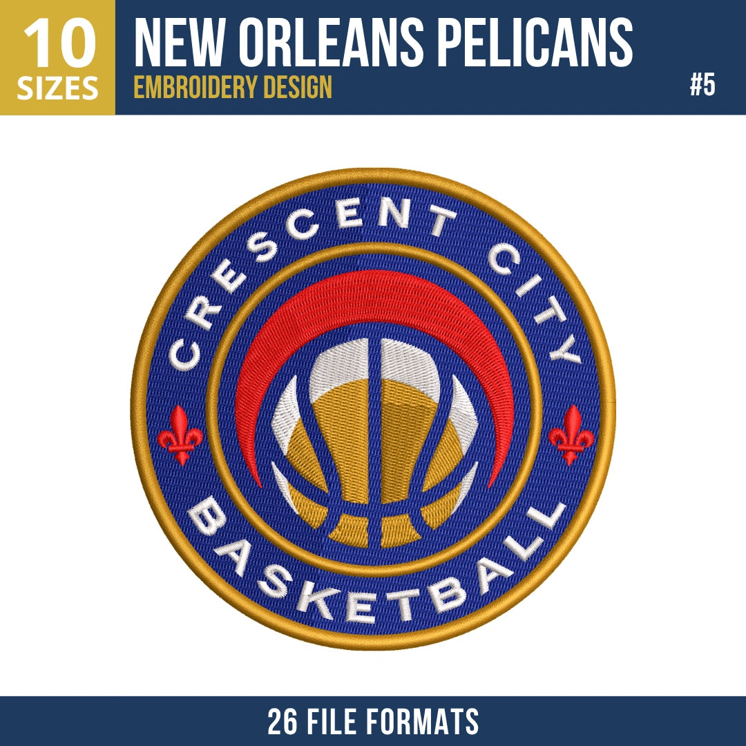 New Orleans Pelicans Embroidery Bundle | 10 Designs