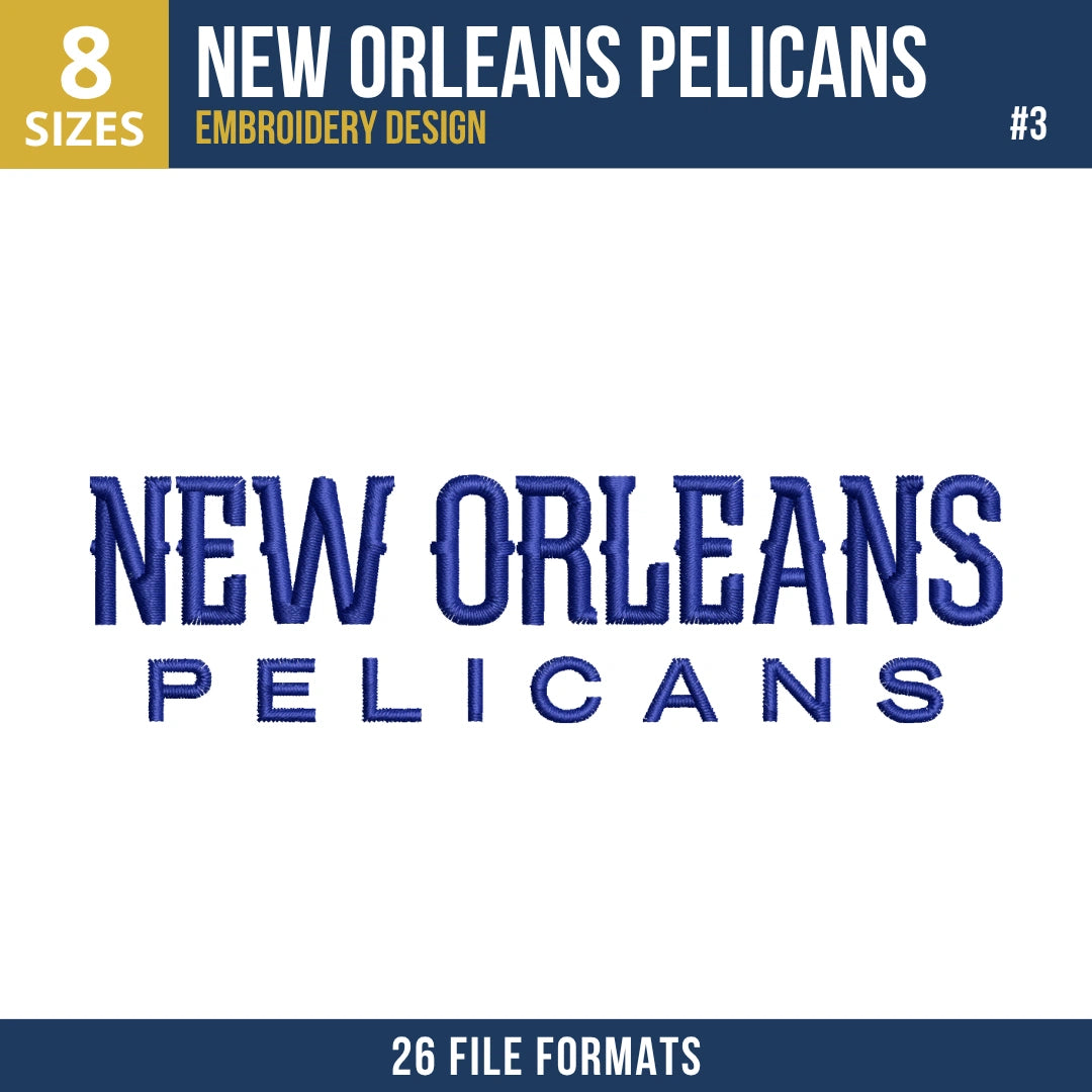 New Orleans Pelicans Embroidery Bundle | 10 Designs