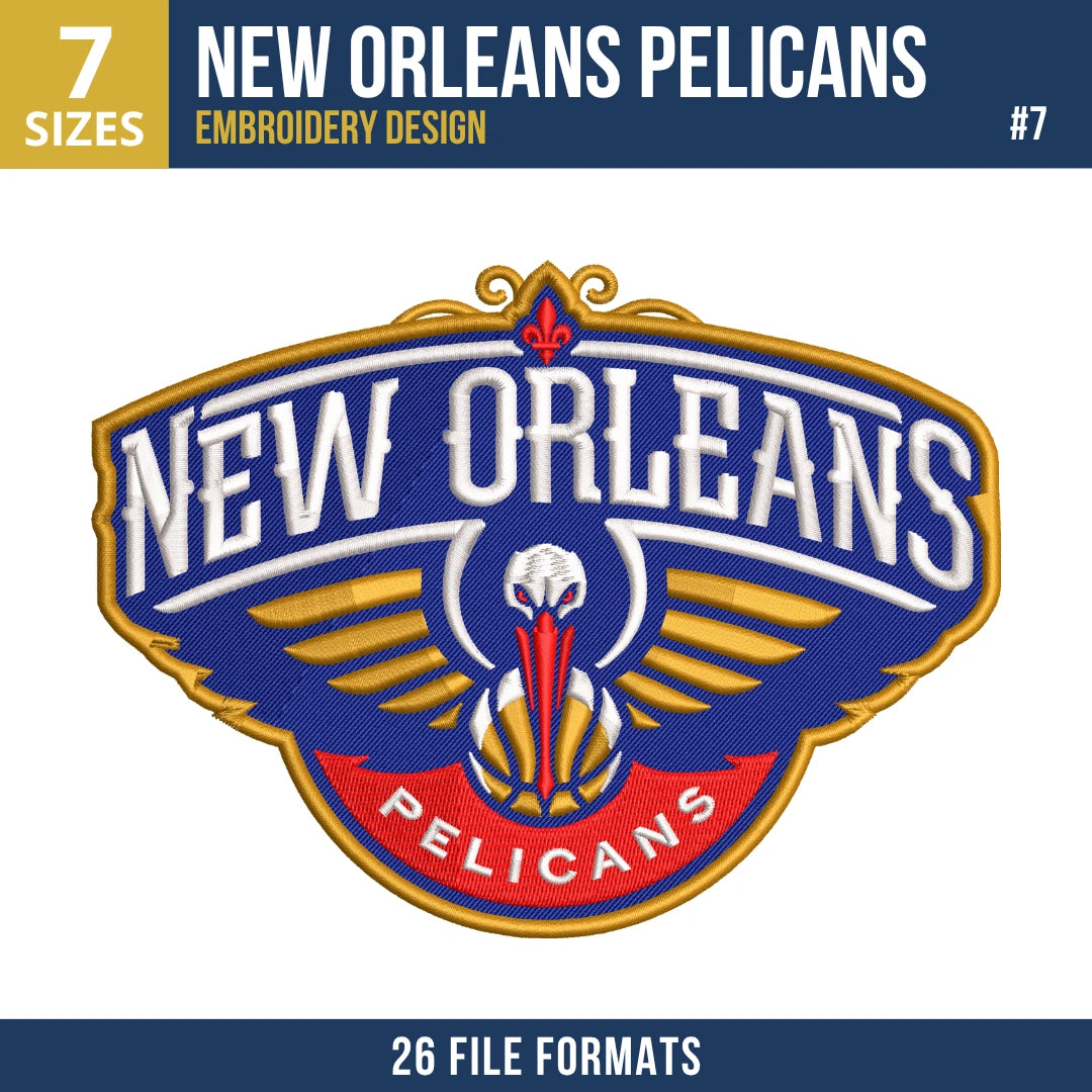 New Orleans Pelicans Embroidery Bundle | 10 Designs
