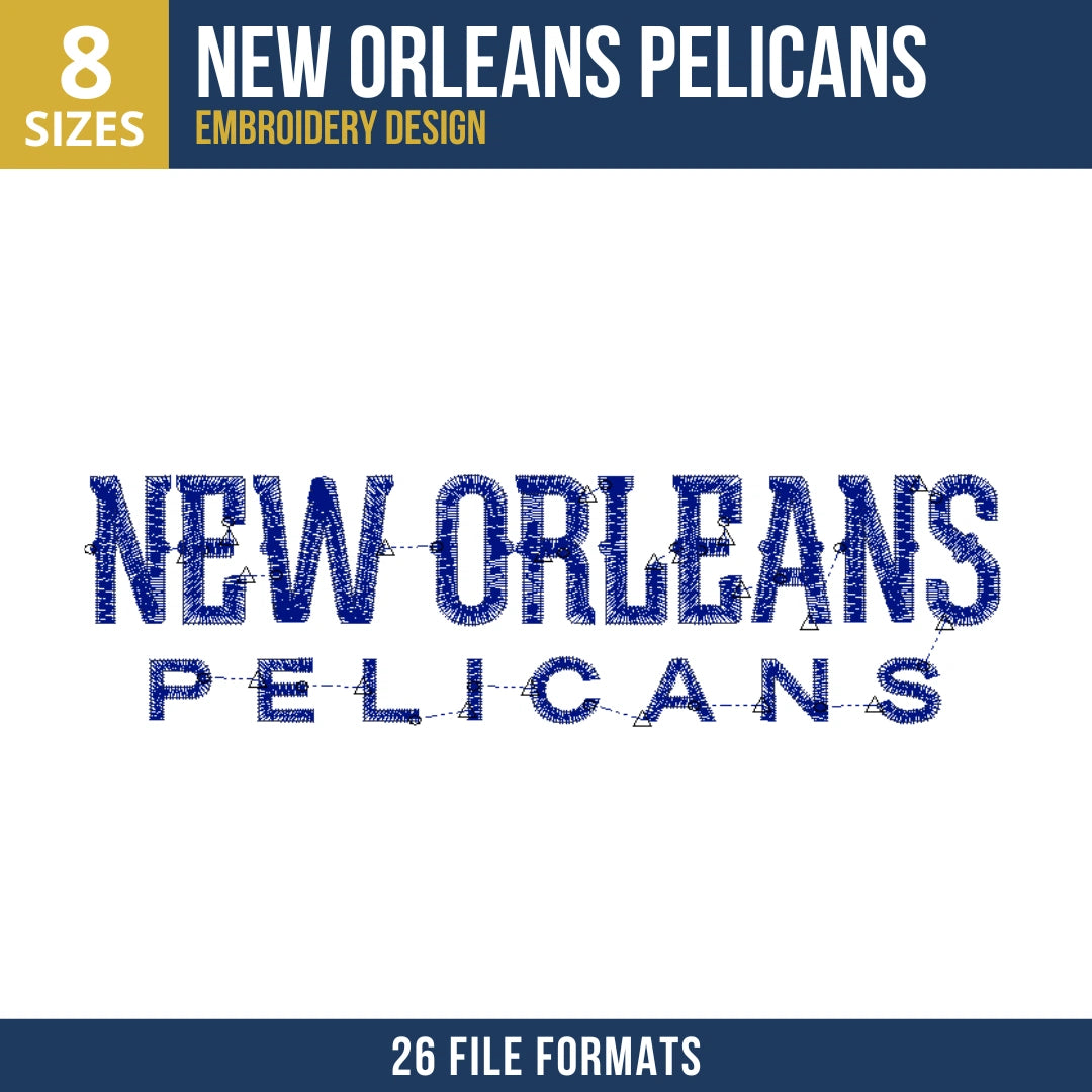 New Orleans Pelicans Stacked Wordmark Embroidery Design