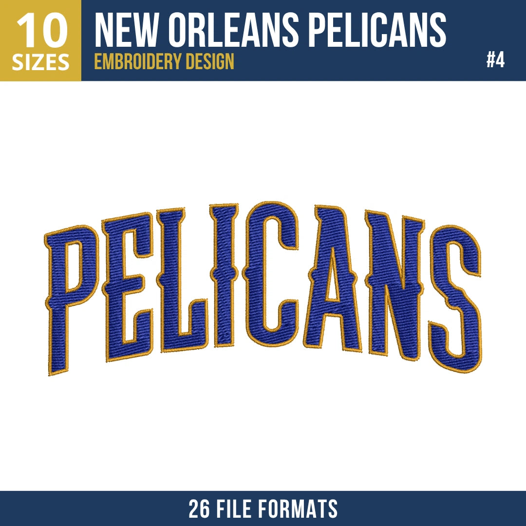 New Orleans Pelicans Embroidery Bundle | 10 Designs