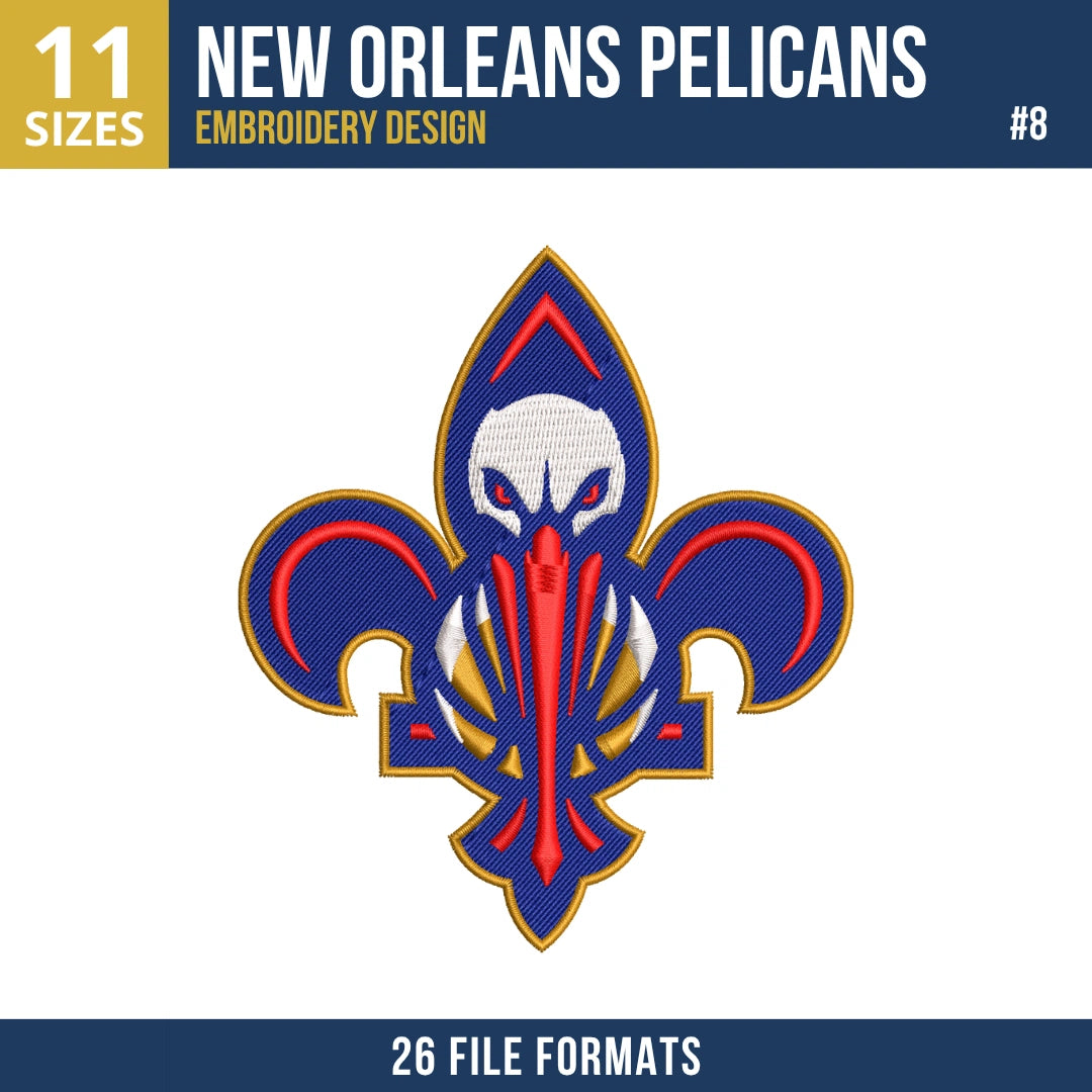 New Orleans Pelicans Embroidery Bundle | 10 Designs
