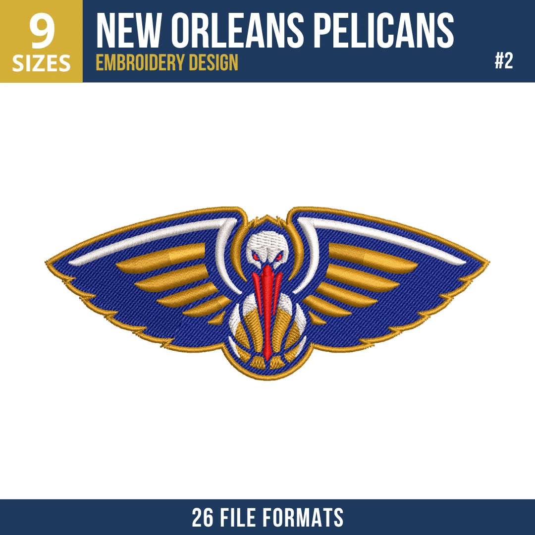 New Orleans Pelicans Embroidery Bundle | 10 Designs