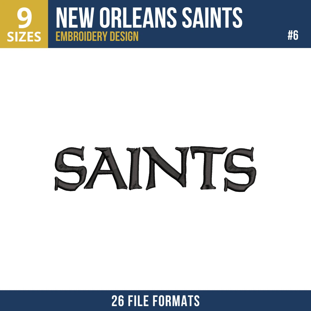 New Orleans Saints Embroidery Bundle – 8 Designs, 26 Formats