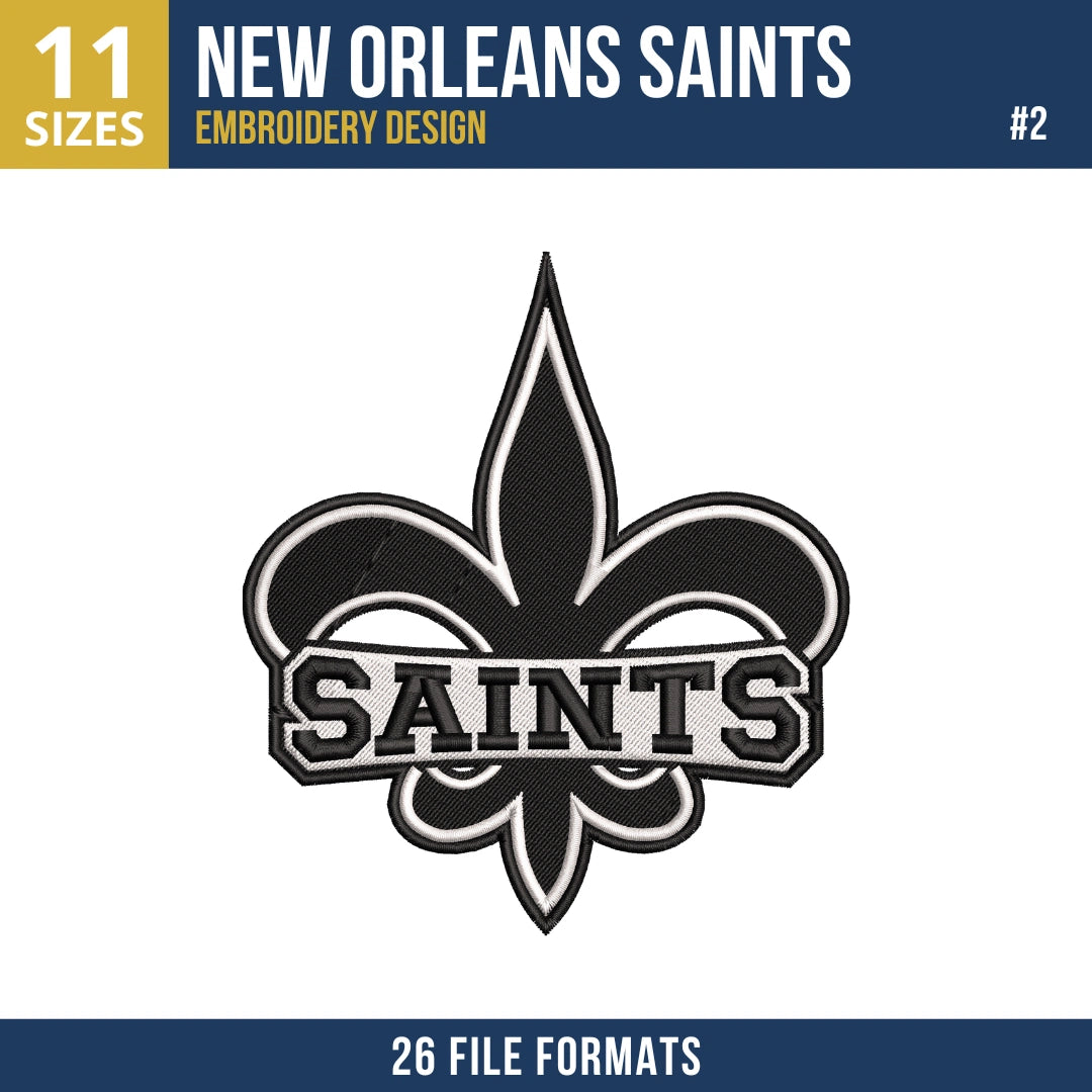 New Orleans Saints Embroidery Bundle – 8 Designs, 26 Formats