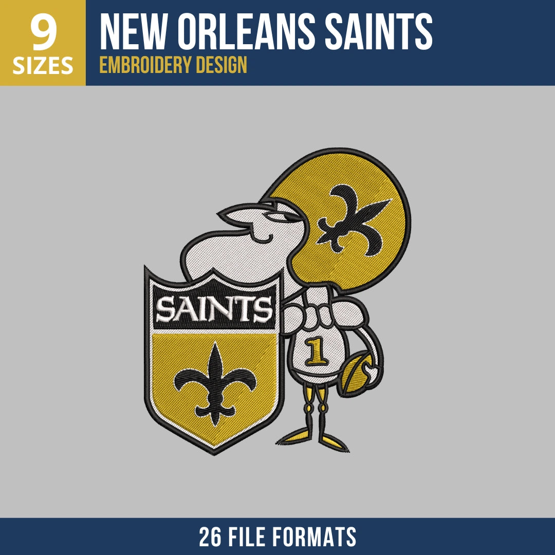 New Orleans Saints Mascot Character Embroidery Design