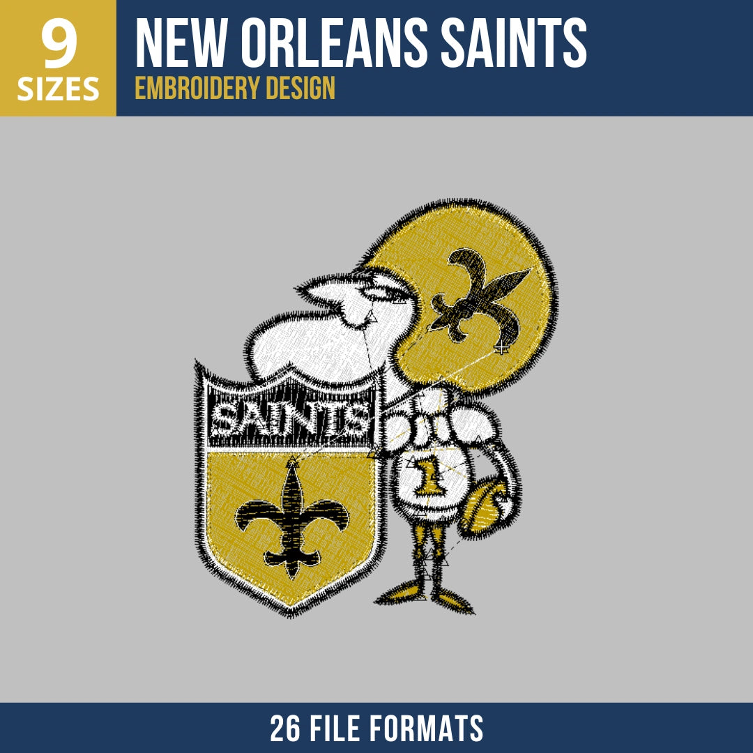 New Orleans Saints Mascot Character Embroidery Design