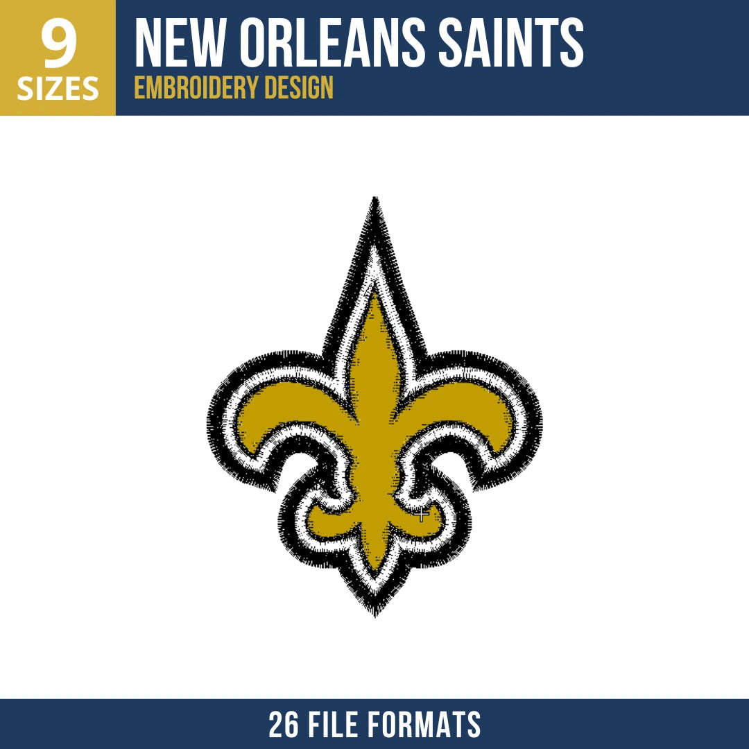 New Orleans Saints Primary Fleur-de-lis Embroidery Design
