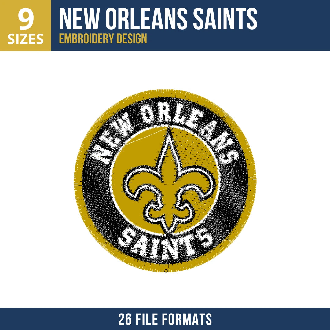 New Orleans Saints Circular Badge Embroidery Design