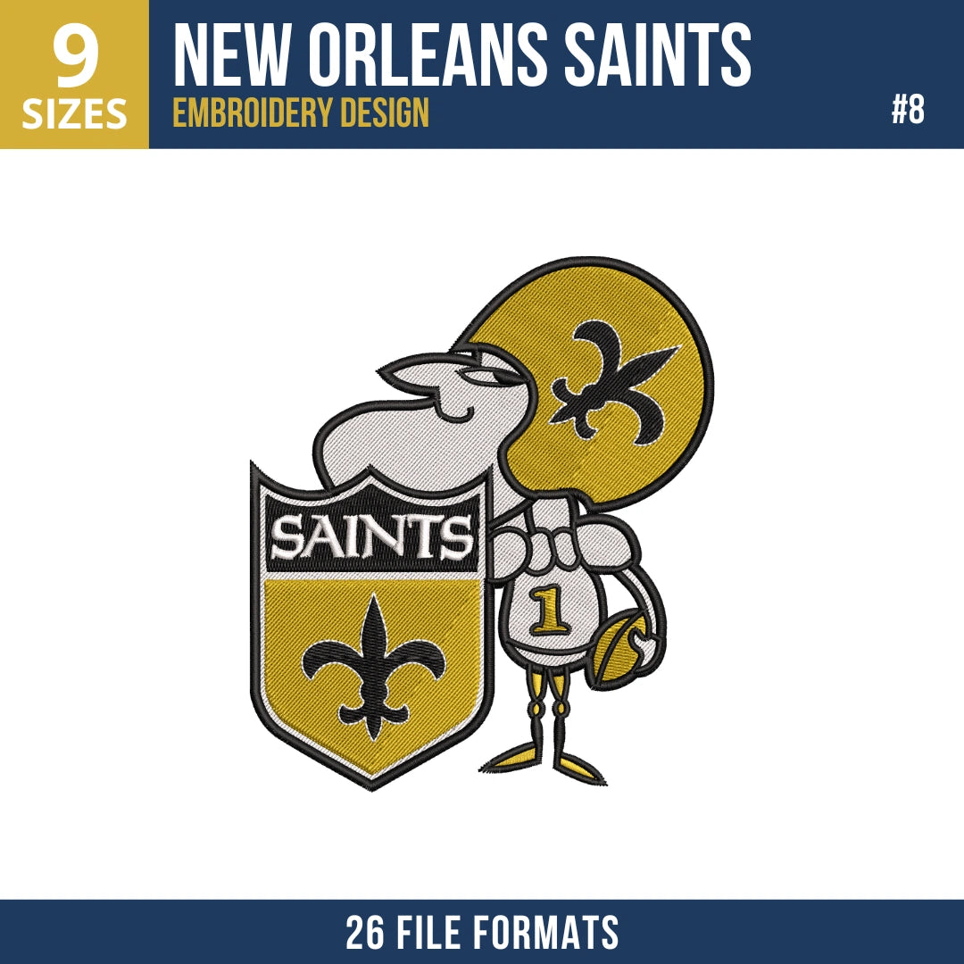 New Orleans Saints Embroidery Bundle – 8 Designs, 26 Formats