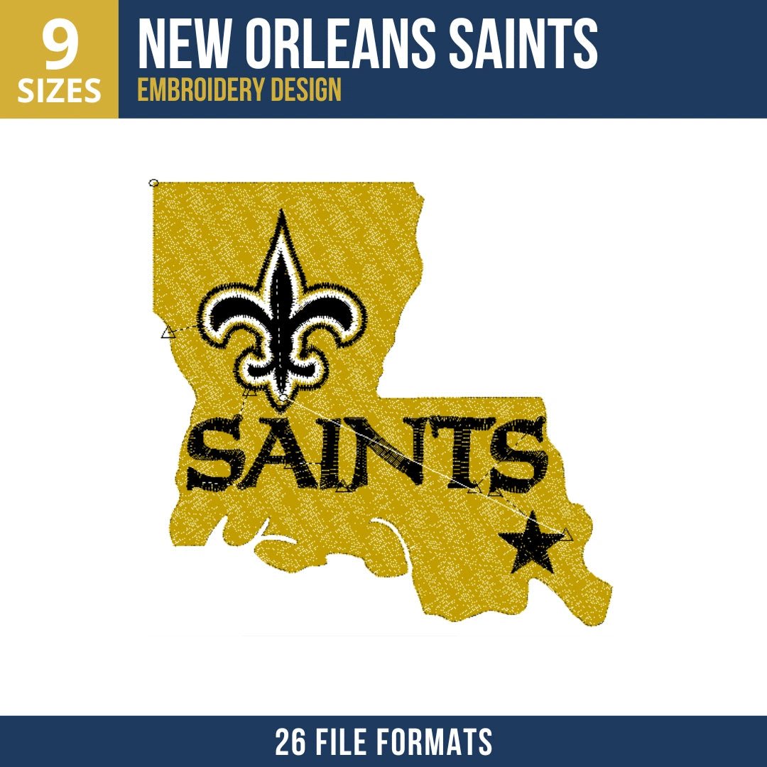New Orleans Saints Louisiana State Embroidery Design