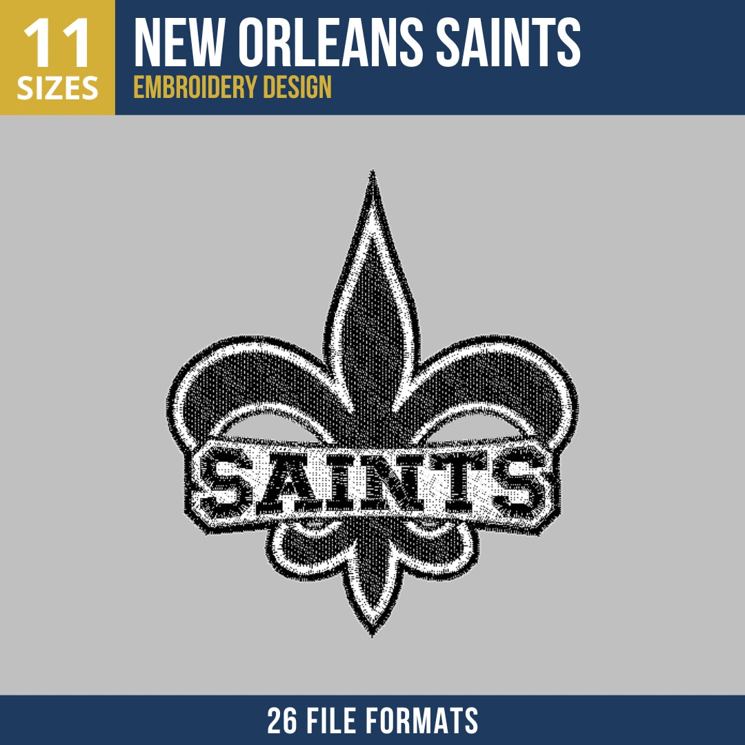New Orleans Saints Fleur-de-lis Banner Embroidery Design